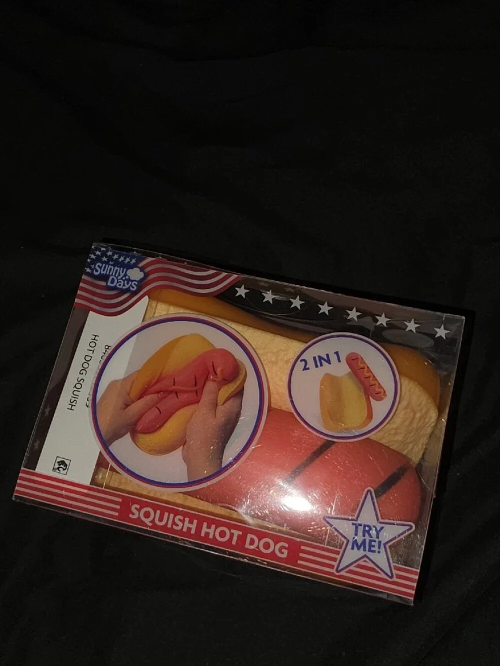 Sunny Days Squish Hot Dog Toy in Yellow & Red